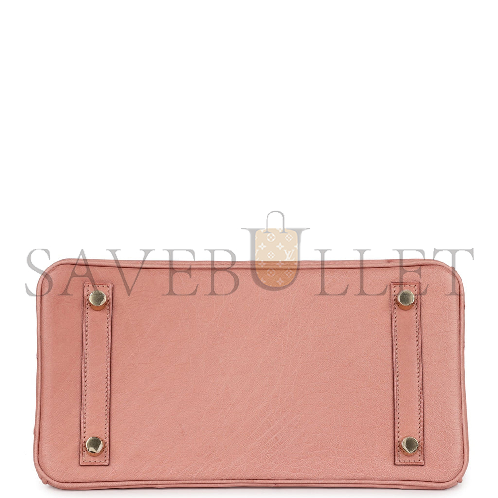 HERMÈS MASTER BIRKIN 25 OSTRICH LEATHER CHERRY BLOSSOM PINK GOLD BUCKLE H041944CK92 (25*20*13cm)